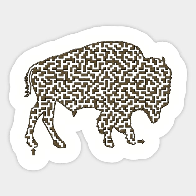 Bison Shaped Maze Sticker by gorff